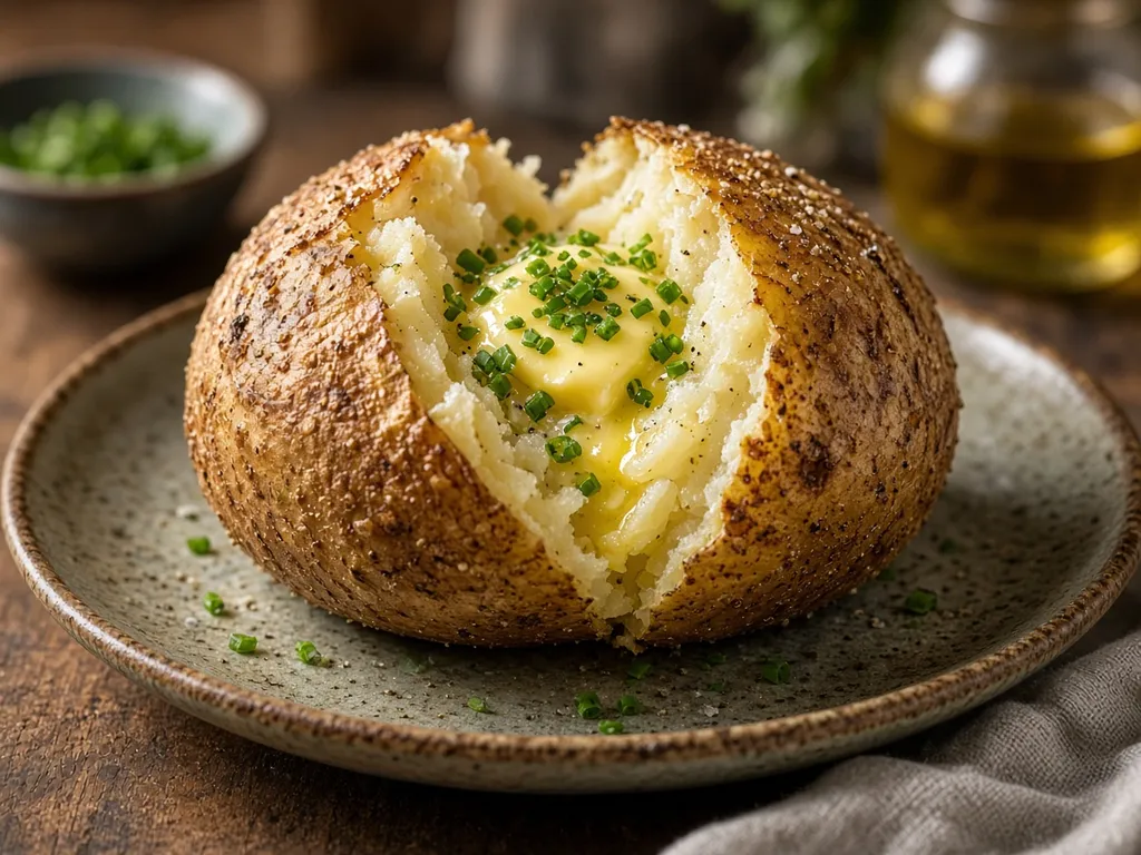 Illustration of Air Fryer Baked Potato (not a photograph of a cooked batch)